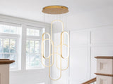 High Ceiling Chandelier Modern LED Ring Pendant Light 3 Color Dimmable Gold Chandeliers Contemporary 29580146