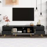 ZUN U-Can Modern TV Stand with LED lights for TVs up to 80 Inches, Entertainment Center with 4 Drawers WF530173AAB