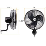 ZUN 18inch High Velocity Wall Mount Fan Oscillating,Industrial Fan with 3 Speed Ventilation,4592CFM 33266280