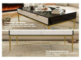 Modern Black and White Coffee Table with 2 Drawers, Living Room Storage Table T3609P347453