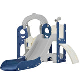 ZUN Toddler Slide and Swing Set 5 in 1, Kids Playground Climber Slide Playset with Telescope, 75413266