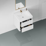 24" Wall-Mounted Bathroom Vanity with Sink, Floating Bathroom Storage Cabinet with Stone Resin W1573P211171