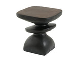 Black Abstract Tiered MGO Side Table, Sculptural Irregular Accent End Table, Pre-Assembled Non-KD, N770P473002B