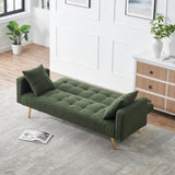 71.7 - inch Green Teddy Fleece Sofa Bed, accompanied by two charming throw pillows W3356P298510