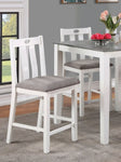 ZUN White Solid wood 5pc Counter Height Dining Set Table 4x Gray Linen Like Fabric Cushions Seats B011P230002