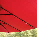 ZUN 15x9ft Large Double-Sided Rectangular Outdoor Twin Patio Market Umbrella with light and base- red W419P145382