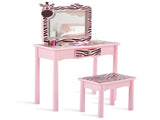 Macaron pink, MDF solid wood legs, spray paint silkscreen printing, zebra pattern, 1-drawer 48794931