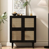 4-Doors Rattan Mesh Storage Cabinet, Sideboard with Eight Storage Spaces, for Entryway, Living Room, W757P198555