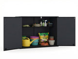 23.5 Cu.ft Outdoor Storage Shed with Lockable Door, PP HDPE Horizontal Garden Tool Cabinet - Black 55373418