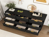 Black 9 Drawer Dresser, 63" Large Deep Chest of, Wooden Dresser Storage Cabinet with 9 W409P307541