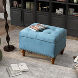 Square velvet upholstered Ottoman with storage space, hidden support hinges with easy to open top, W2941P242272