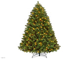 6FT Pre-lit Artificial Hinged Christmas Fir Tree with Stand and 300 LED Warm Lights,Green 45124512