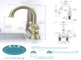 Bathroom Faucet 2-Handle Brushed Gold with 360 Degree Rotating Spout, Crescent Moon Style 4-inch 79782502
