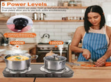 Double Burner Electric Hot Plate, 2000W Fast Heating with 5 Temperature Levels, Portable Stainless 85618233
