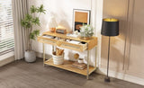 TREXM Entryway Table, Console Table with Two Drawers, Retro Hallway Table with Striking Geometric N715P227910N