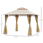 ZUN 10ft x 10ft Outdoor Patio Gazebo Canopy Tent Beige 33119017