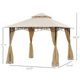 ZUN 10ft x 10ft Outdoor Patio Gazebo Canopy Tent Beige 33119017