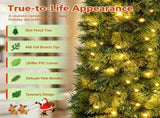 7FT Narrow Pencil Artificial Christmas Tree , Pre-Lit Warm White LEDs, Flame-Retardant PVC, Easy 83805445