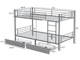 Twin Over Twin Convertible Bunk Bed with 2 Storage Drawers, Metal Bunk Bed Can be 58532352