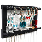 ZUN Jewelry Manager - Wall Mounted Jewelry Stand With Detachable Bracelet Bar, Shelf And 16 Hooks 26228906