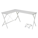 ZUN White L-shaped Computer Desk with CPU Holder B062P184555