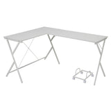 White L-shaped Computer Desk with CPU Holder B062P184555