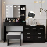 Large Makeup Vanity with Lights, Vanity Table with Charging Station, Vanity Desk with Mirror and 10 85628342