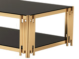 47 '' rectangular gold glass double-layer coffee table, black modern living room table, black 06515224