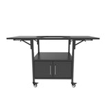 Outdoor Grill Table for Big Green Egg Style BBQ, Metal Grill Cart 2 Folding Panels, Compatible 82804364