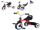 Toddler Tricycle with Rainbow LED Wheels, Foldable 3-in-1 Balance Bike with Carbon Steel Frame, 84993791