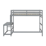 ZUN Twin Size High Loft Bed with Ladder landing Platform, Ladders, Guardrails,Grey W504119724