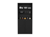 2-Door Bookcase with Upper Shelves, Black B097P167423