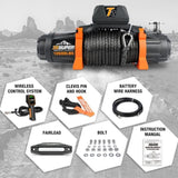 ZESUPER 12V 13500 lb Load Capacity Winch Synthetic Rope Hook Winch Kit Waterproof IP66 W121863300