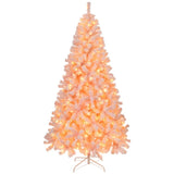 8 FT Pre-lit Snow Flocked Christmas Tree, Artificial Hinged Xmas Pine Tree with 1250 Branch Tips, 39578749