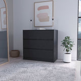 ZUN Wyatt Black 3-Drawer Dresser B062P175076