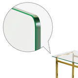 51" Modern Minimalist Rectangular Glass Dining Table for 4-6 with 0.31" Tempered Glass Tabletop and 31160130