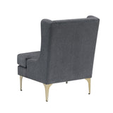 Modern Luxury Dark Gray Chenille Upholstery Wingback Accent Chair 1pc Gold Finish Metal Legs Pocket B011P308541