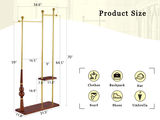 70" Tall Industrial Coat Rack for Entryway, Solid Wood & Stainless Steel Clothing Rack, Double Layer W2920P276824