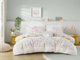 Twin Floral Reversible Cotton Duvet Cover Set with Throw Pillow B035P217815