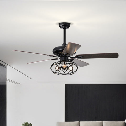 ZUN Low Profile Ceiling Fan with Lights,Blade Dark Wood 52-inch Ceiling Fan W1592P154143