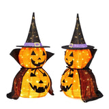 2Packs 3FT Halloween Collapsible Lighted Pumpkin Decoration, 176 LED Pop-Up Pumpkin Lamp with Cape, 89496807