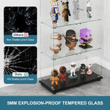 Glass Display Cabinet with 4-Shelf Double Doors and Lock, Curio Cabinet 5mm Tempered Glass Floor T3210P308316
