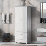 ZUN Tall Storage Cabinet with Two Drawers for Bathroom/Office, White WF299284AAK