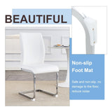 Luxury Simple Arch Chair - Set of 4 White PU Material High Resilience Dining Chair with Arched Metal W1151P154858