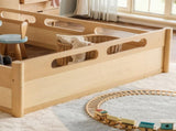Queen Size Floor Platform Bed with Full-length Guardrails, Low Profile Queen Bed Frame, No Box W1580P438796