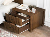 Fluted Nightstand 2-Piece Set, 21.65" Wide Side Table with 3 Drawers, Mid Century Modern Wood W5819P481407