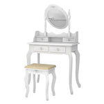 ZUN Modern Concise 4-Drawer 360-Degree Rotation Removable Mirror Dresser White 20407644