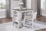 ZUN Transitional Design White and Gray Finish 3-piece Pack Counter Height Set Table w Display Shelf USB B01166428