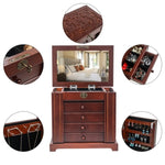 ZUN Large Jewelry Organizer Wooden Storage Box 5 Layers Case with 4 Drawers, Brown 07229064