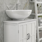 ZUN Bathroom Sink Cabinet, Pedestal Sink Cabinet with Adjustable Shelf, White-AS 25673696